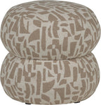 WOOOD Anic Poef - Polyester - Grafisch Patroon - Zand - 40x43x43 – Retour, als nieuw