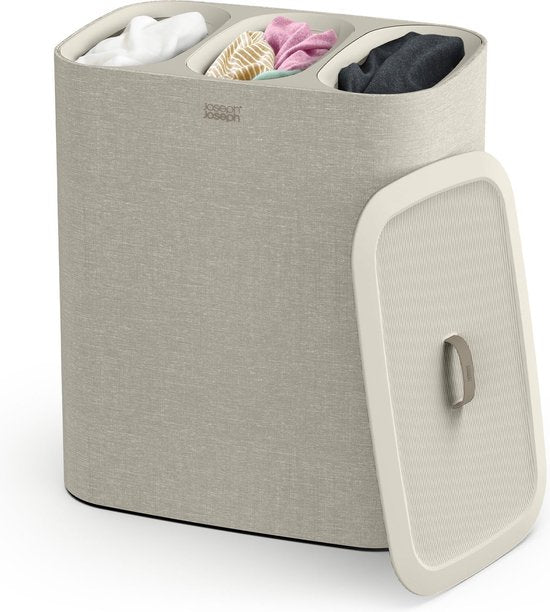 Joseph Joseph Tota Wasmand - 3 Compartimenten – Was Sorteren – 90 Liter - Ecru – Outlet, licht beschadigd