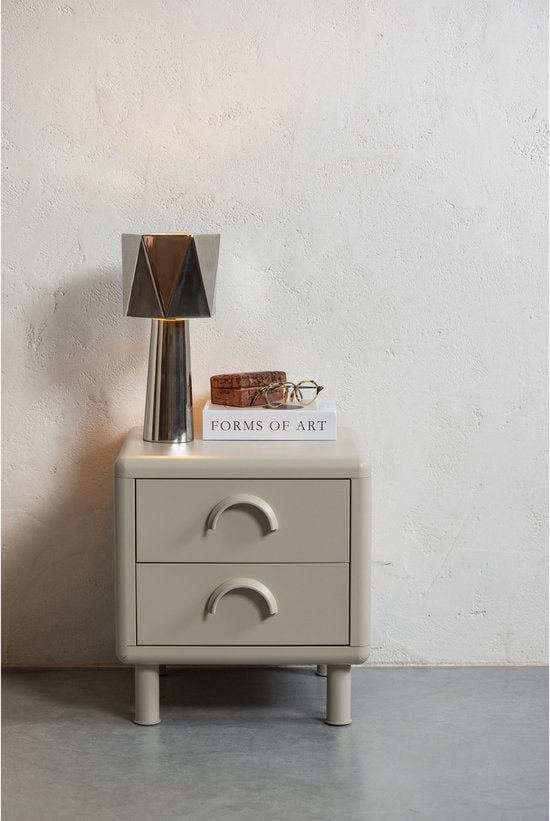 WOOOD Rune Ladekast met 2 lades - Metaal - Honinggeel - 45x42x42 – Retour, als nieuw