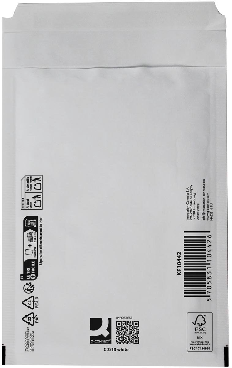 Q-CONNECT luchtkussenenveloppen, wit, 3-C, 170 x 225 mm