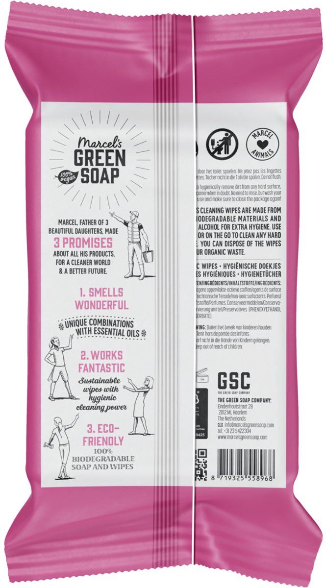 Marcel's Green Soap Schoonmaakdoekjes Patchouli & Cranberry 60 stuks