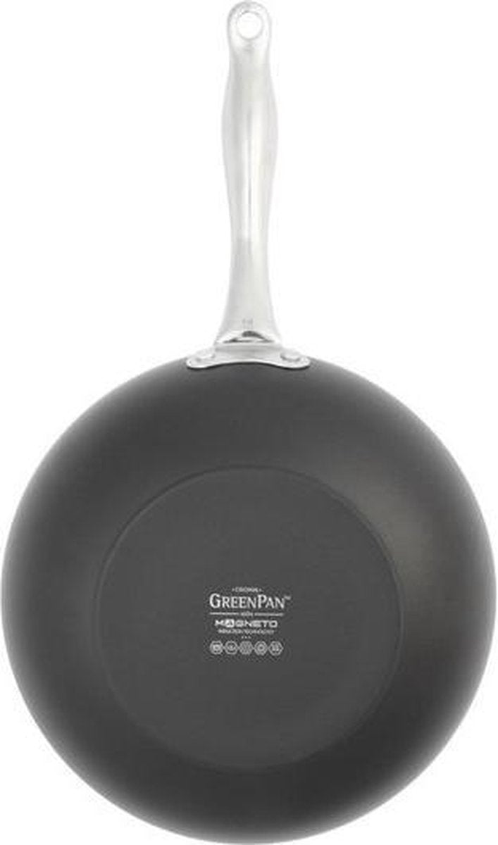 Greenpan Brussels Keramische Inductie Wokpan zonder deksel Ø28cm - 3.6L – PFAS-vrij – Inductie Wokpan – Ovenbestendig tot 220°C – Vaatwasserbestendig – Snelle opwarming – RVS handgrepen – Zwart