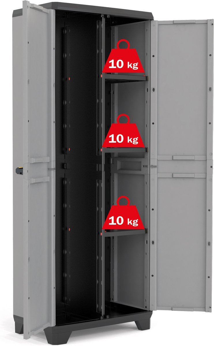 Keter Stilo Opbergkast hoog - Utility - 3 planken - 39x68x173cm - Donkergrijs/Zwart