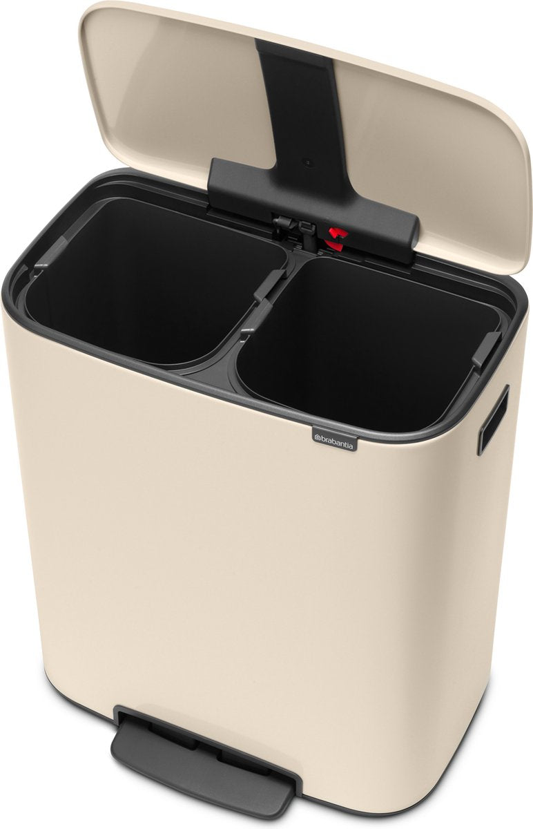 Brabantia Bo Prullenbak - 2 x 30 liter - Afvalscheiding - Soft Beige