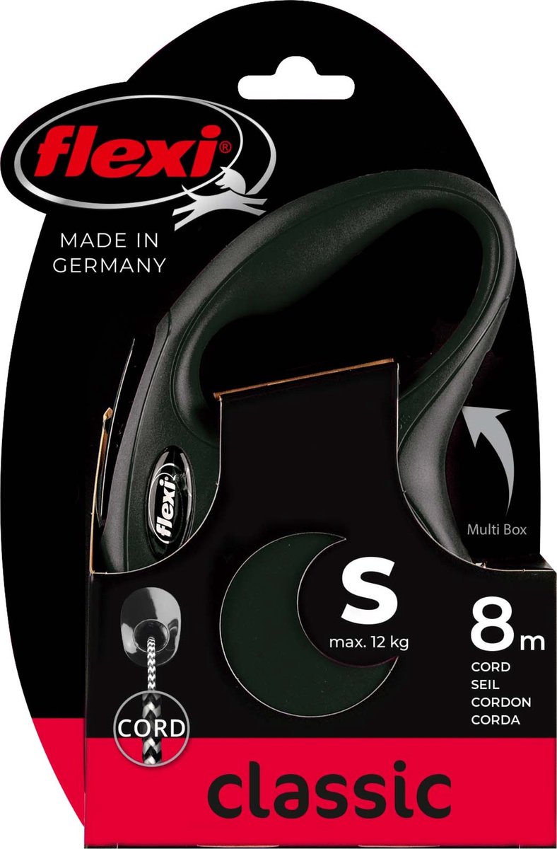 Flexi New Classic Cord - Dog Leash - Black - S - 8 meters - <12 kg