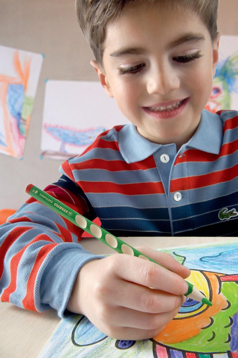 STABILO EASYcolors - Ergonomic Coloured Pencils - Left-handed - Extra Thick 4.2 mm Lead - Set of 12 Colours
