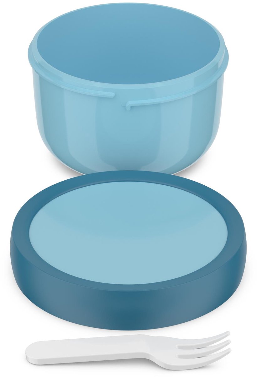 Mepal Fruitbox Campus - 300 ml - Inclusief fruitvorkje - Sluit goed af - Snackdoosje - Cool blue