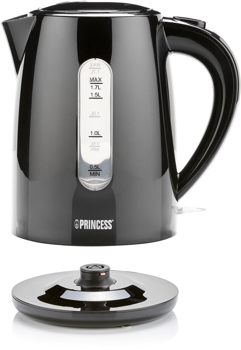 Princess Kettle 236017 - 1.7 Litre - 360° rotatable - 2200W - Water level indicator - Anti-limescale filter - Black