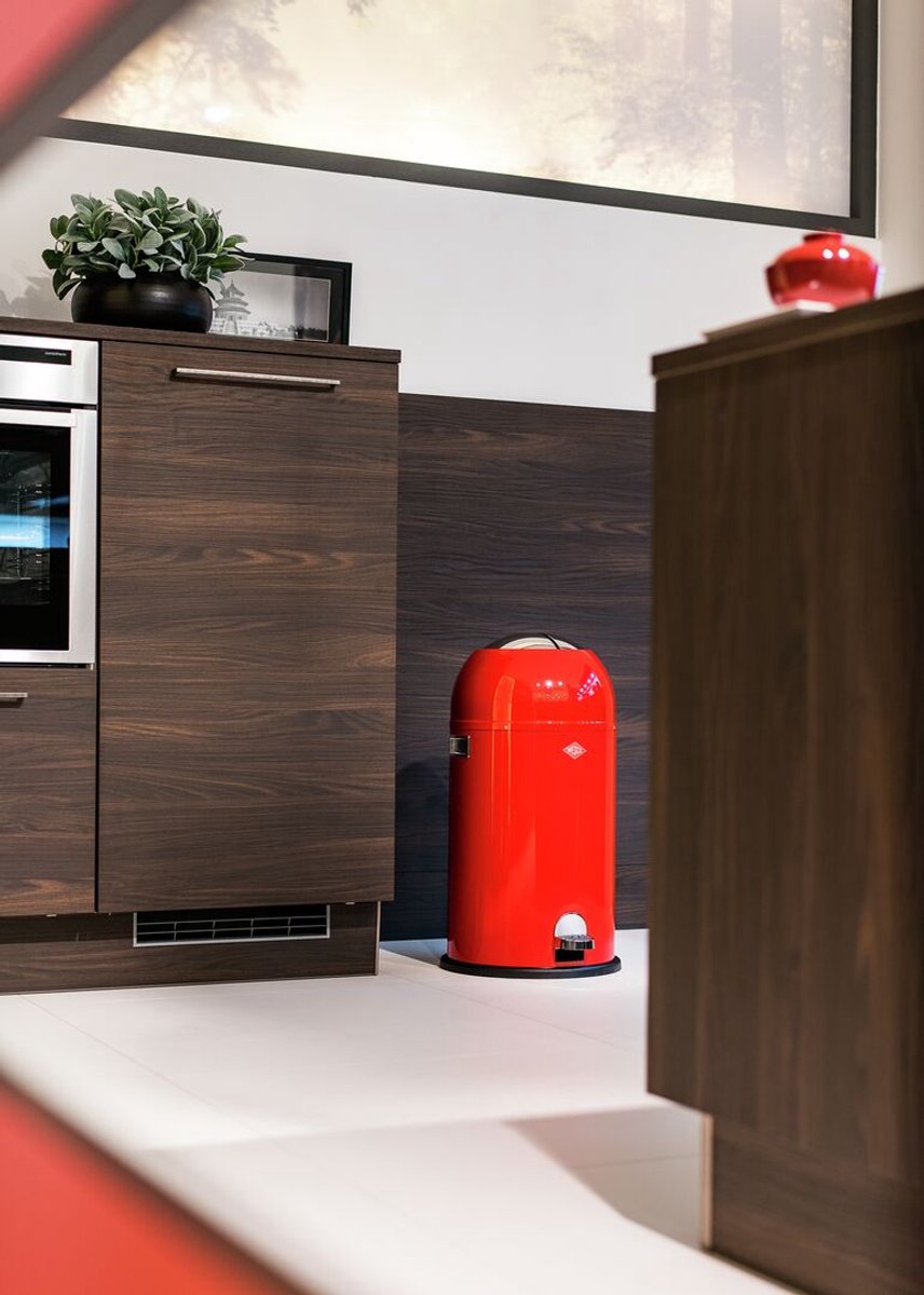 WESCO Kickmaster Prullenbak | Pedaalemmer | 33 Liter | Metaal - Rood | Afvalemmer - Made in Germany