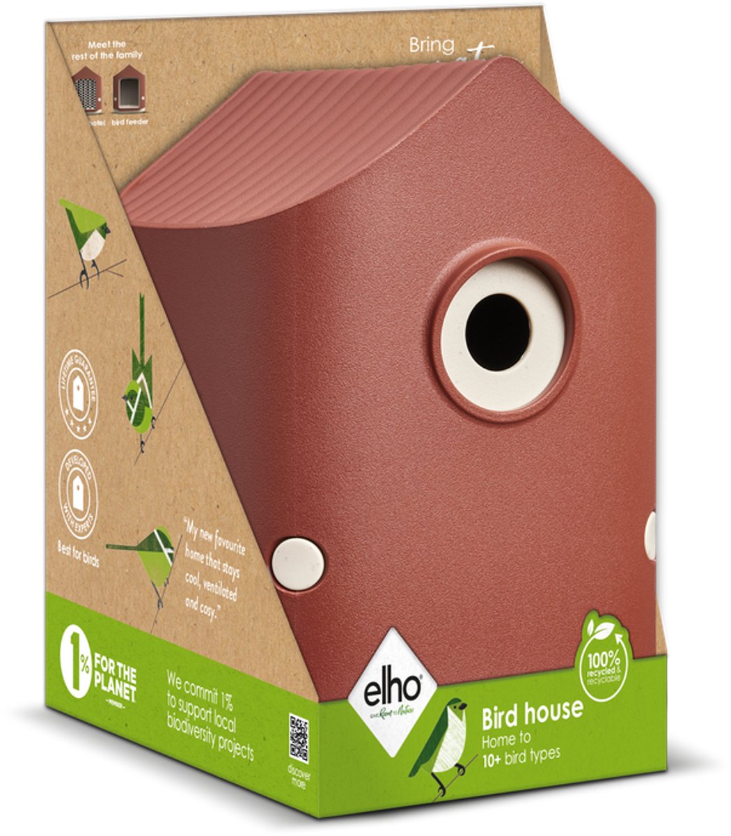 Elho Cosy Bird House 18cm - Vogelhuisje voor Tuin of Balkon