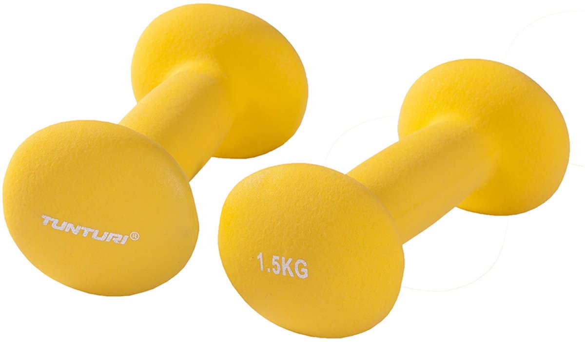 Tunturi Dumbbell set - 2 x 1,5 kg - Neopreen - Fluor Geel