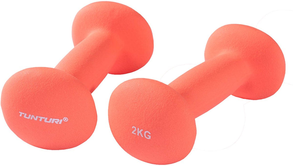 Tunturi Dumbbell set - 2 x 2,0 kg - Neopreen - Fluor Rood