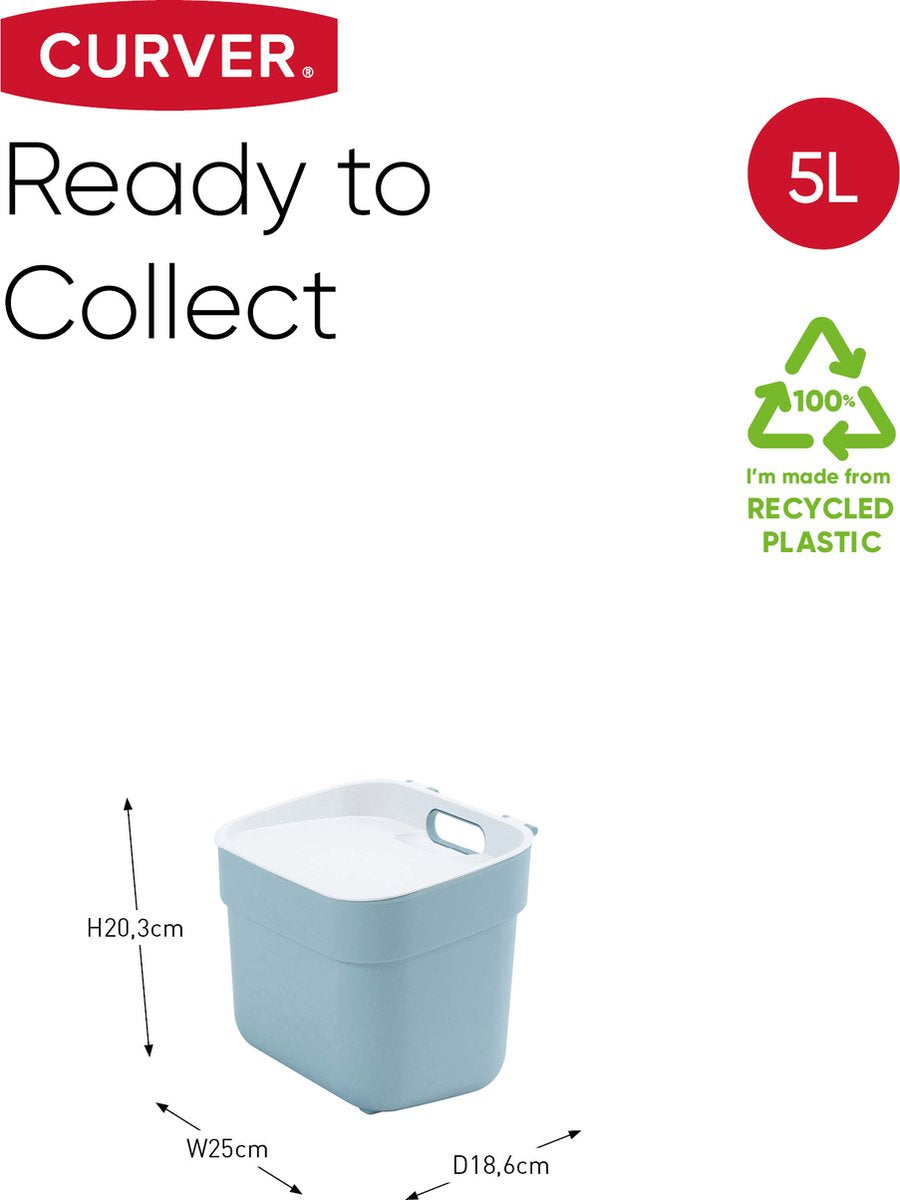 Curver Ready to Collect Prullenbak - 5 liter - Blauw/Lichtgrijs