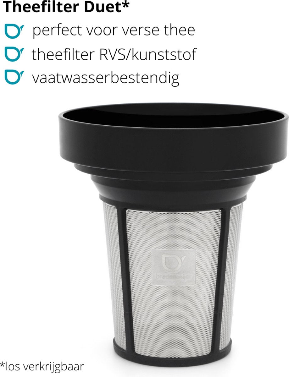 Bredemeijer - Theepot dubbelwandig Narvik - 1,1 liter - Metallic grijs - Met theezeef