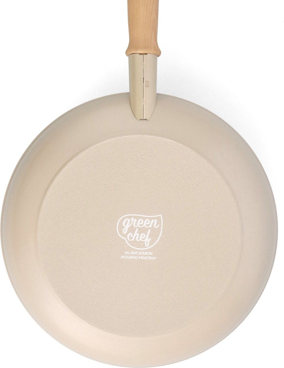 GreenChef Nordics keramische inductie koekenpan 24 cm - PFAS-vrij - Inductie pan - Vaatwasserbestendig keramische anti-aanbaklaag - Zonder deksel - Koelgreep - Crème