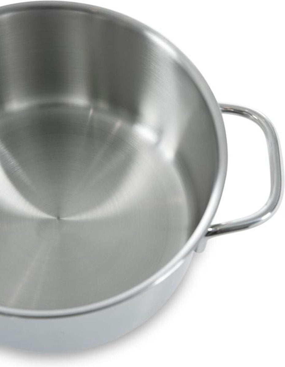 BK Profiline Pannenset 5-delig - 16/18/20/24cm - 1.6/2.5/3.5/6L - Zonder PFAS-vrije antikleeflaag - RVS pannenset - Inductie kookpan - Ovenbestendig tot 230°C - Met deksel - Zilver