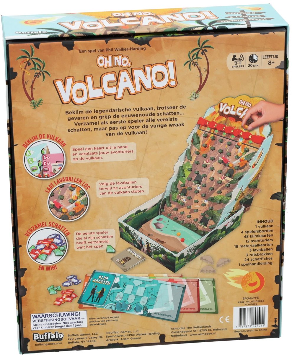 Oh No Volcano - Dutch language board game - For the whole family - 2-4 Players - Excitement & Adventure